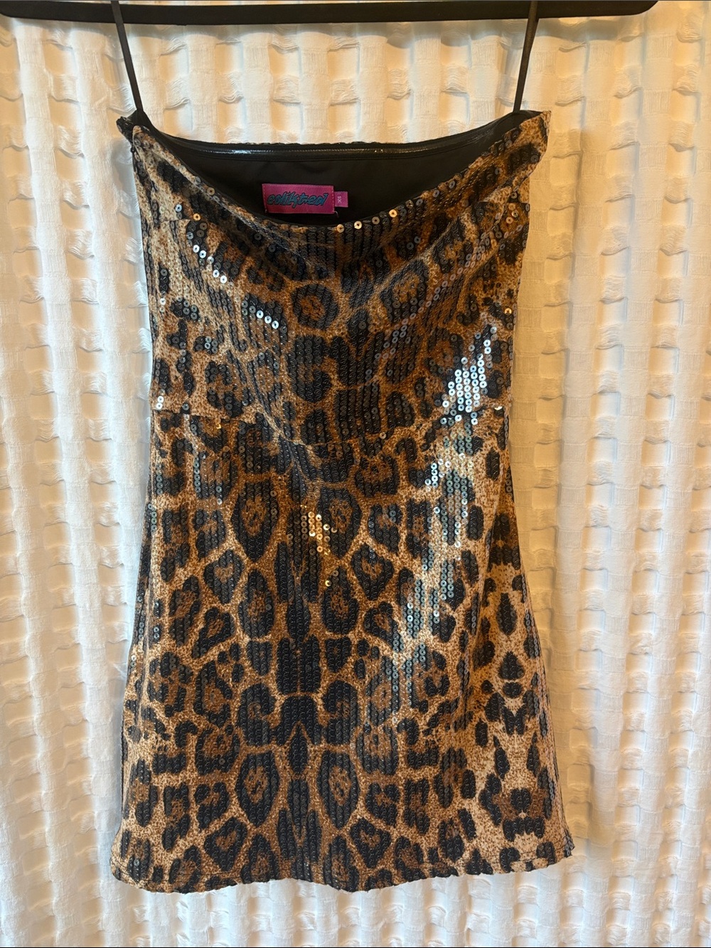 Edikted Leopard Sequin Mini Dress in Gold and Black